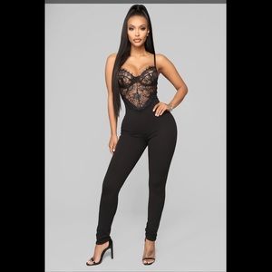 Black Fashion Nova Lace Jumpsuit